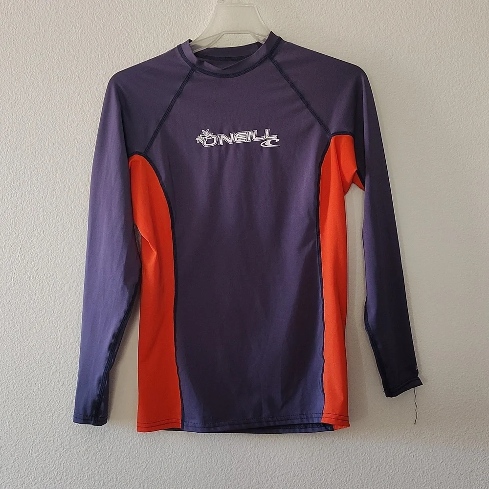 O'Neill Youth Rash Guard - Dark Blue and Bright Orange Size Mediums